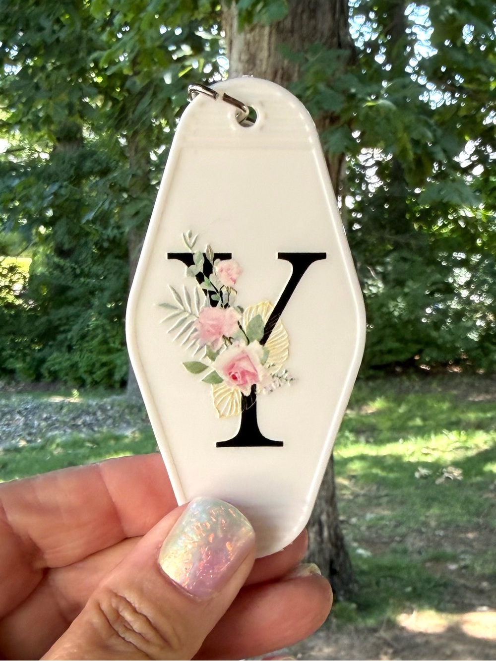 Vintage style motel key 3.5” letter “Y“ initial keychain gift idea